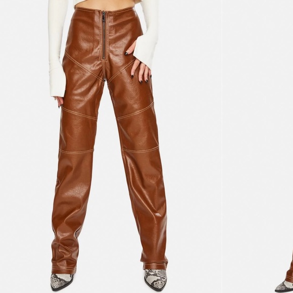 The Kript, brown leather pants - Picture 4 of 4